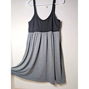 Babydoll Slip Dress Women's Large Black Spaghetti Strap Empire Waist Gray Skirt